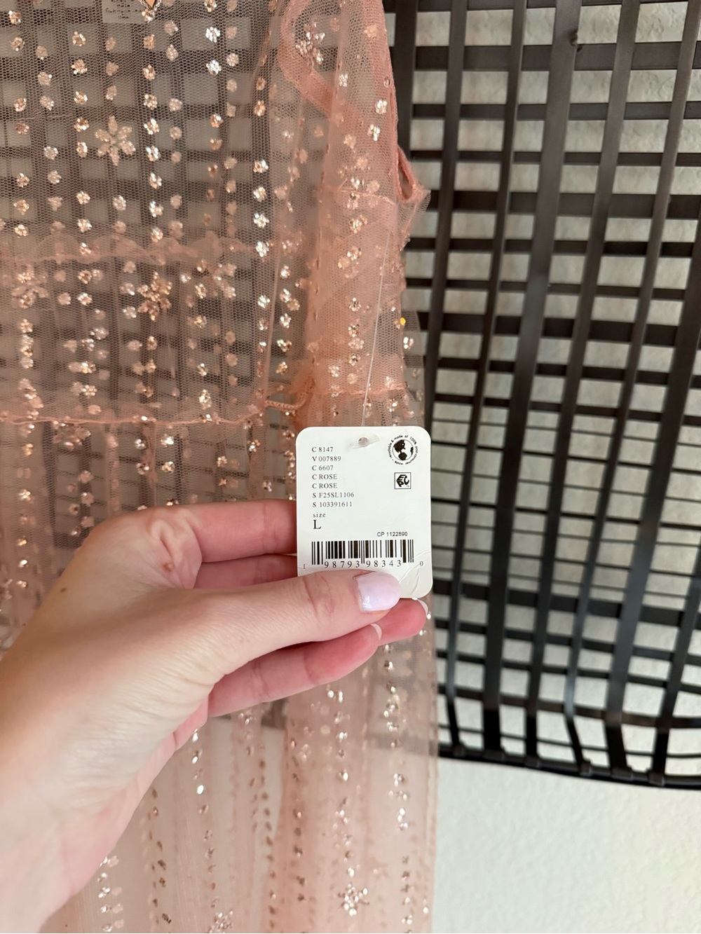 Free People Blush Pink Sequin Lace Maxi Dress - Picture 2 of 7